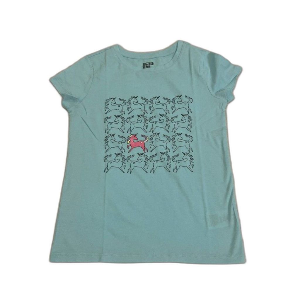 Spotted Zebra Standout Unicorn Girls Short-Sleeve T-Shirt SZ M(8):NWOT